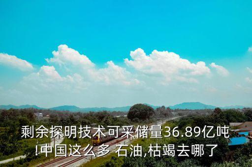 剩余探明技術(shù)可采儲量36.89億噸!中國這么多 石油,枯竭去哪了