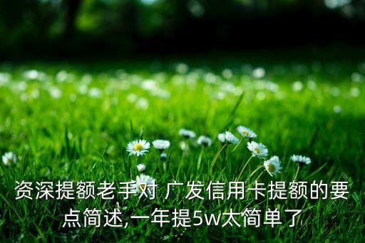 資深提額老手對 廣發(fā)信用卡提額的要點(diǎn)簡述,一年提5w太簡單了