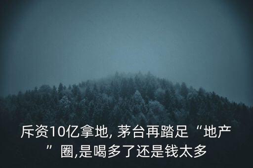 斥資10億拿地, 茅臺(tái)再踏足“地產(chǎn)”圈,是喝多了還是錢(qián)太多