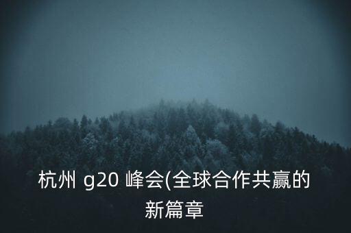 杭州 g20 峰會(全球合作共贏的新篇章