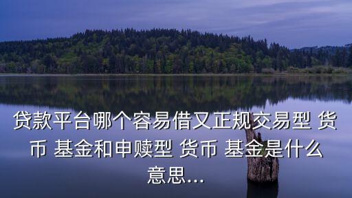 貸款平臺(tái)哪個(gè)容易借又正規(guī)交易型 貨幣 基金和申贖型 貨幣 基金是什么意思...