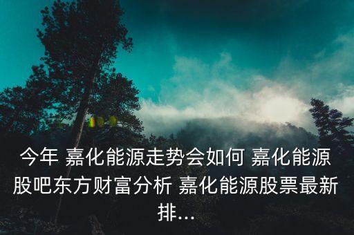 今年 嘉化能源走勢會如何 嘉化能源股吧東方財富分析 嘉化能源股票最新排...