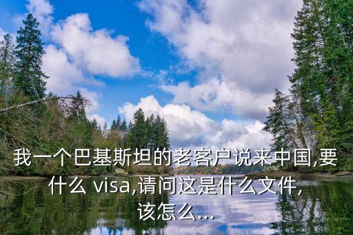 我一個(gè)巴基斯坦的老客戶說來中國,要什么 visa,請(qǐng)問這是什么文件,該怎么...