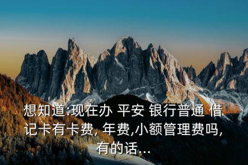 想知道:現(xiàn)在辦 平安 銀行普通 借記卡有卡費(fèi), 年費(fèi),小額管理費(fèi)嗎,有的話...