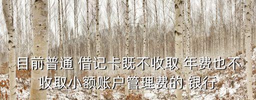 目前普通 借記卡既不收取 年費(fèi)也不收取小額賬戶(hù)管理費(fèi)的 銀行