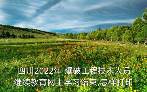  四川2022年 爆破工程技術人員繼續(xù)教育網上學習結束,怎樣打印