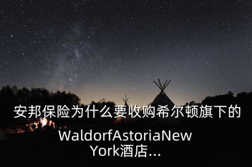  安邦保險(xiǎn)為什么要收購希爾頓旗下的WaldorfAstoriaNewYork酒店...