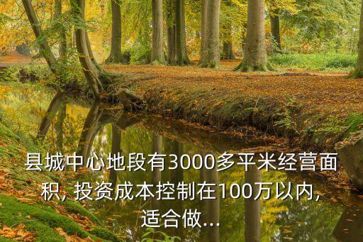 縣城中心地段有3000多平米經(jīng)營(yíng)面積, 投資成本控制在100萬以內(nèi),適合做...