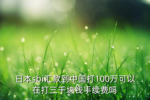 日本sbi匯款到中國打100萬可以在打三千塊錢手續(xù)費嗎