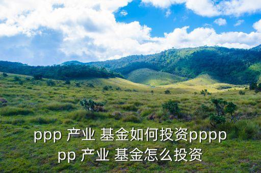 ppp 產業(yè) 基金如何投資pppppp 產業(yè) 基金怎么投資