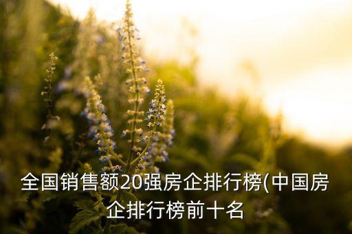 全國(guó)銷售額20強(qiáng)房企排行榜(中國(guó)房企排行榜前十名