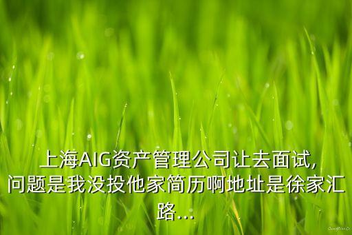  上海AIG資產管理公司讓去面試,問題是我沒投他家簡歷啊地址是徐家匯路...