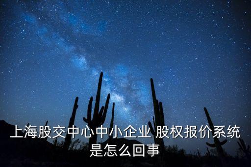 上海股交中心中小企業(yè) 股權(quán)報價系統(tǒng)是怎么回事