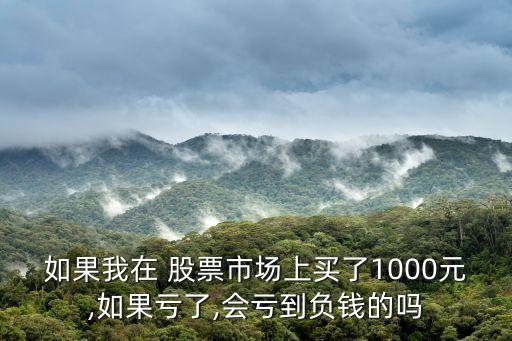 如果我在 股票市場上買了1000元,如果虧了,會虧到負錢的嗎