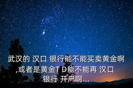 武漢的 漢口 銀行能不能買賣黃金啊,或者是黃金T D能不能再 漢口 銀行 開戶啊...