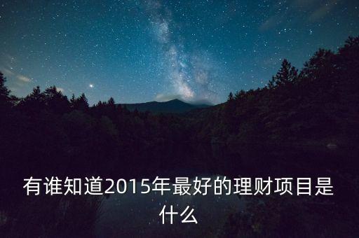 有誰知道2015年最好的理財(cái)項(xiàng)目是什么