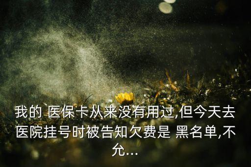 我的 醫(yī)?？◤膩頉]有用過,但今天去醫(yī)院掛號時被告知欠費是 黑名單,不允...