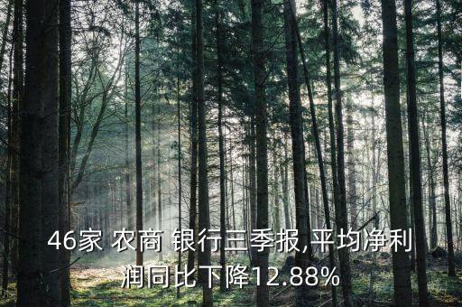 46家 農(nóng)商 銀行三季報,平均凈利潤同比下降12.88%