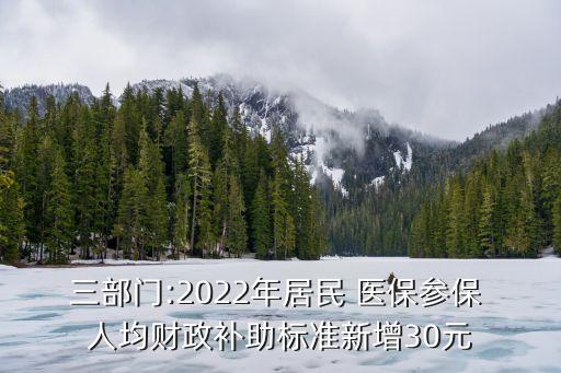 三部門:2022年居民 醫(yī)保參保 人均財政補助標(biāo)準(zhǔn)新增30元