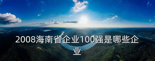 2008海南省企業(yè)100強是哪些企業(yè)