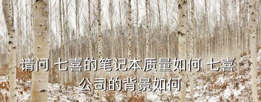 請問 七喜的筆記本質(zhì)量如何 七喜 公司的背景如何