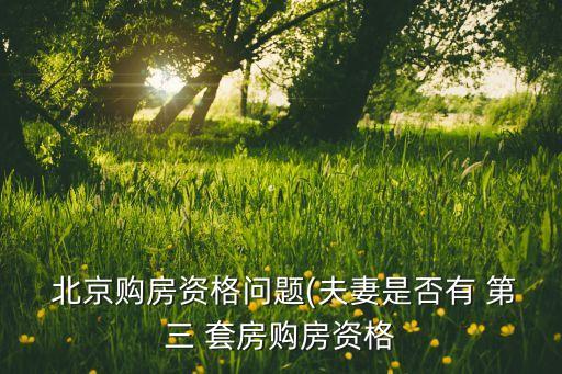  北京購房資格問題(夫妻是否有 第三 套房購房資格