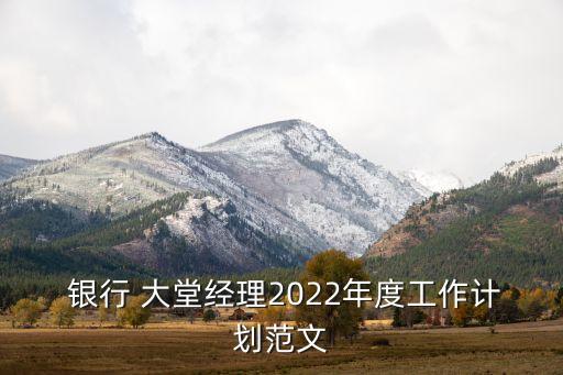  銀行 大堂經(jīng)理2022年度工作計劃范文