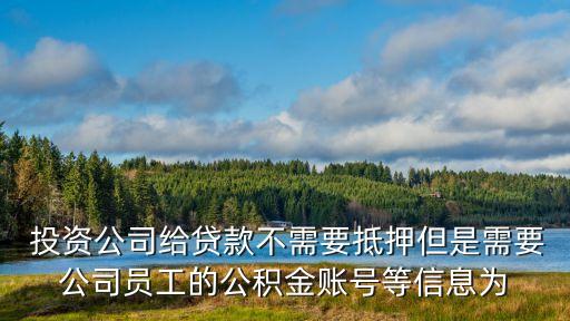  投資公司給貸款不需要抵押但是需要公司員工的公積金賬號(hào)等信息為