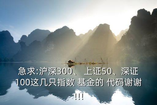 急求:滬深300、 上證50、深證100這幾只指數(shù) 基金的 代碼謝謝!!!