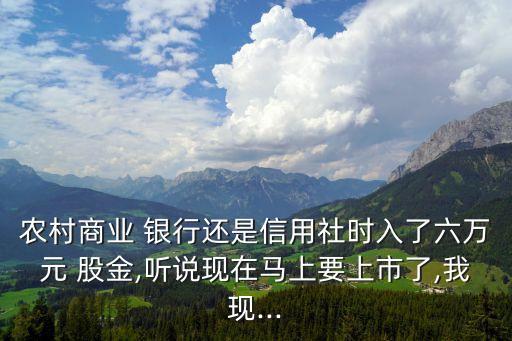 農(nóng)村商業(yè) 銀行還是信用社時入了六萬元 股金,聽說現(xiàn)在馬上要上市了,我現(xiàn)...