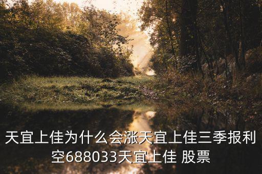 天宜上佳為什么會漲天宜上佳三季報(bào)利空688033天宜上佳 股票