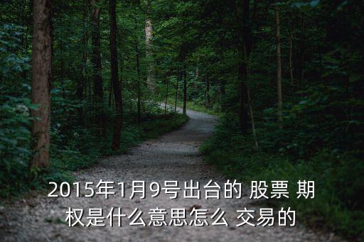 2015年1月9號出臺的 股票 期權(quán)是什么意思怎么 交易的