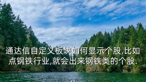 通達(dá)信自定義板塊如何顯示個股,比如點鋼鐵行業(yè),就會出來鋼鐵類的個股...