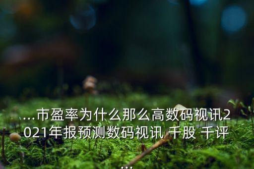 ...市盈率為什么那么高數碼視訊2021年報預測數碼視訊 千股 千評...