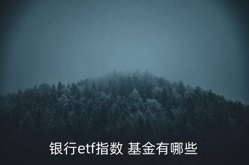 銀行etf指數(shù) 基金有哪些