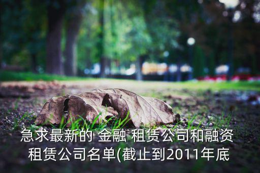 急求最新的 金融 租賃公司和融資 租賃公司名單(截止到2011年底