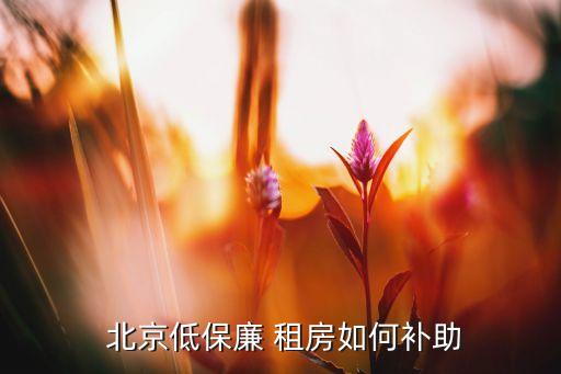  北京低保廉 租房如何補助