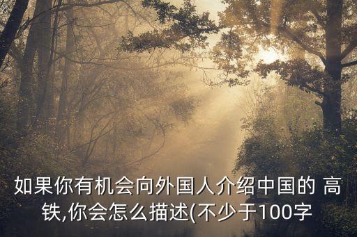 如果你有機會向外國人介紹中國的 高鐵,你會怎么描述(不少于100字