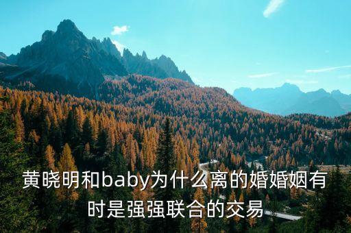 黃曉明和baby為什么離的婚婚姻有時是強強聯(lián)合的交易