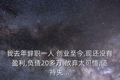 我去年辭職一人 創(chuàng)業(yè)至今,現(xiàn)還沒有盈利,負(fù)債20多萬,放棄太可惜,堅(jiān)持失...