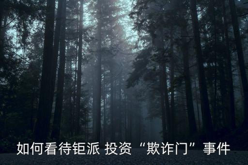 如何看待鉅派 投資“欺詐門(mén)”事件