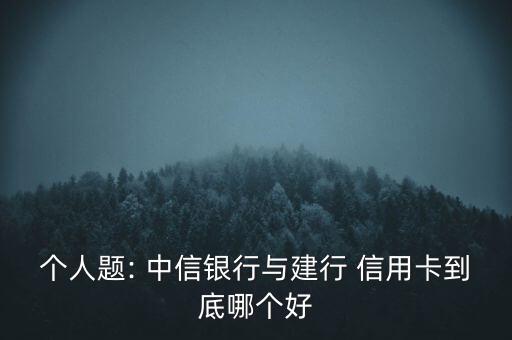 個人題: 中信銀行與建行 信用卡到底哪個好