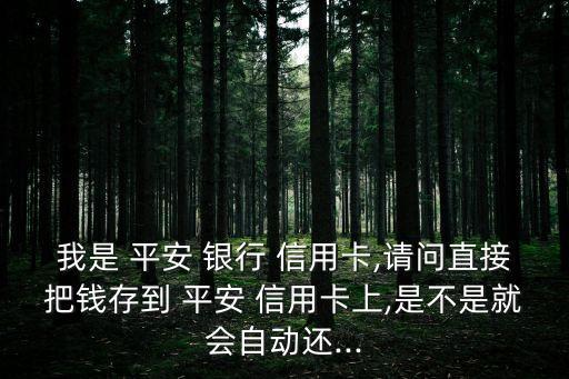 我是 平安 銀行 信用卡,請(qǐng)問直接把錢存到 平安 信用卡上,是不是就會(huì)自動(dòng)還...