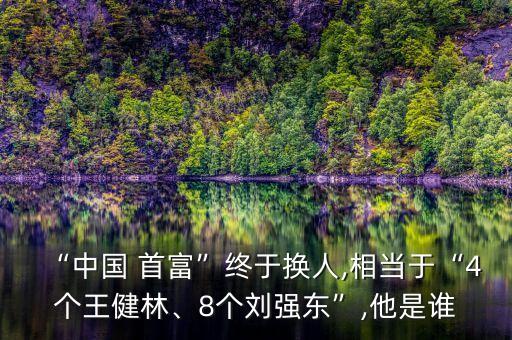 “中國 首富”終于換人,相當(dāng)于“4個王健林、8個劉強東”,他是誰