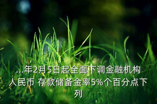 ...年2月5日起全面下調(diào)金融機構人民幣 存款儲備金率5%個百分點下列