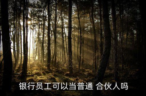  銀行員工可以當(dāng)普通 合伙人嗎