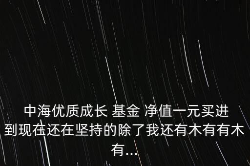  中海優(yōu)質(zhì)成長 基金 凈值一元買進到現(xiàn)在還在堅持的除了我還有木有有木有...