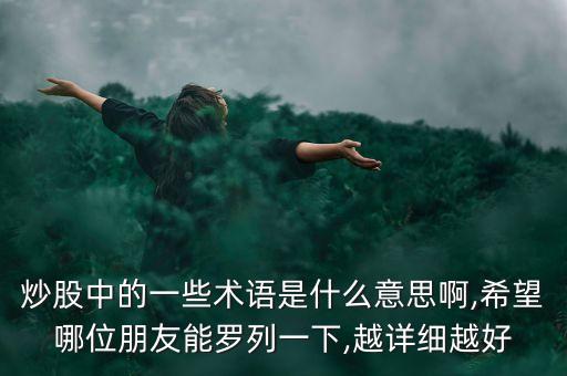 炒股中的一些術(shù)語是什么意思啊,希望哪位朋友能羅列一下,越詳細(xì)越好