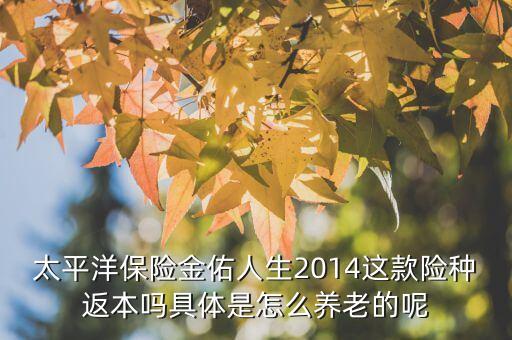 太平洋保險金佑人生2014這款險種返本嗎具體是怎么養(yǎng)老的呢