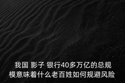  我國 影子 銀行40多萬億的總規(guī)模意味著什么老百姓如何規(guī)避風(fēng)險(xiǎn)